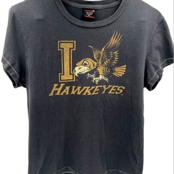 Vintage Hawkeyes College Vault T-Shirt Women's Single Stitch XL Black and Gold - Picture 1 of 6
